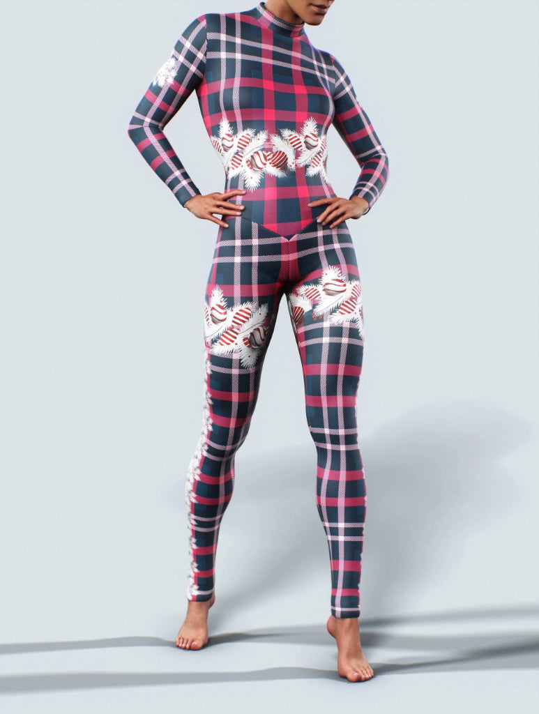 Xmas Plaid Zentai-unitard-bootysculpted