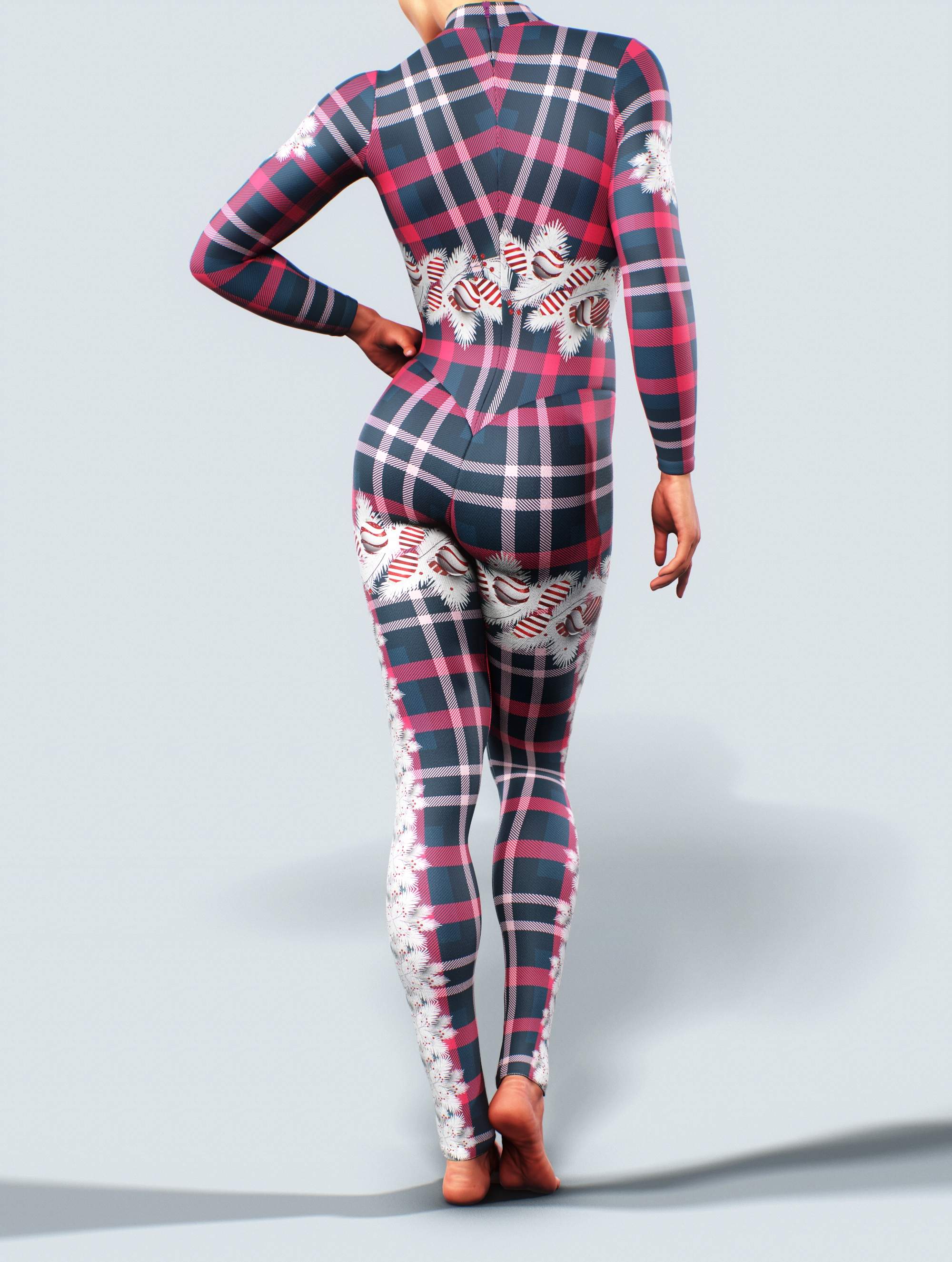 Xmas Plaid Zentai-unitard-bootysculpted