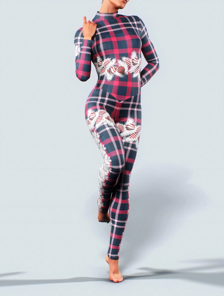 Xmas Plaid Zentai-unitard-bootysculpted