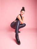 Black Leather Latex Leggings