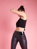 Black Leather Latex Leggings