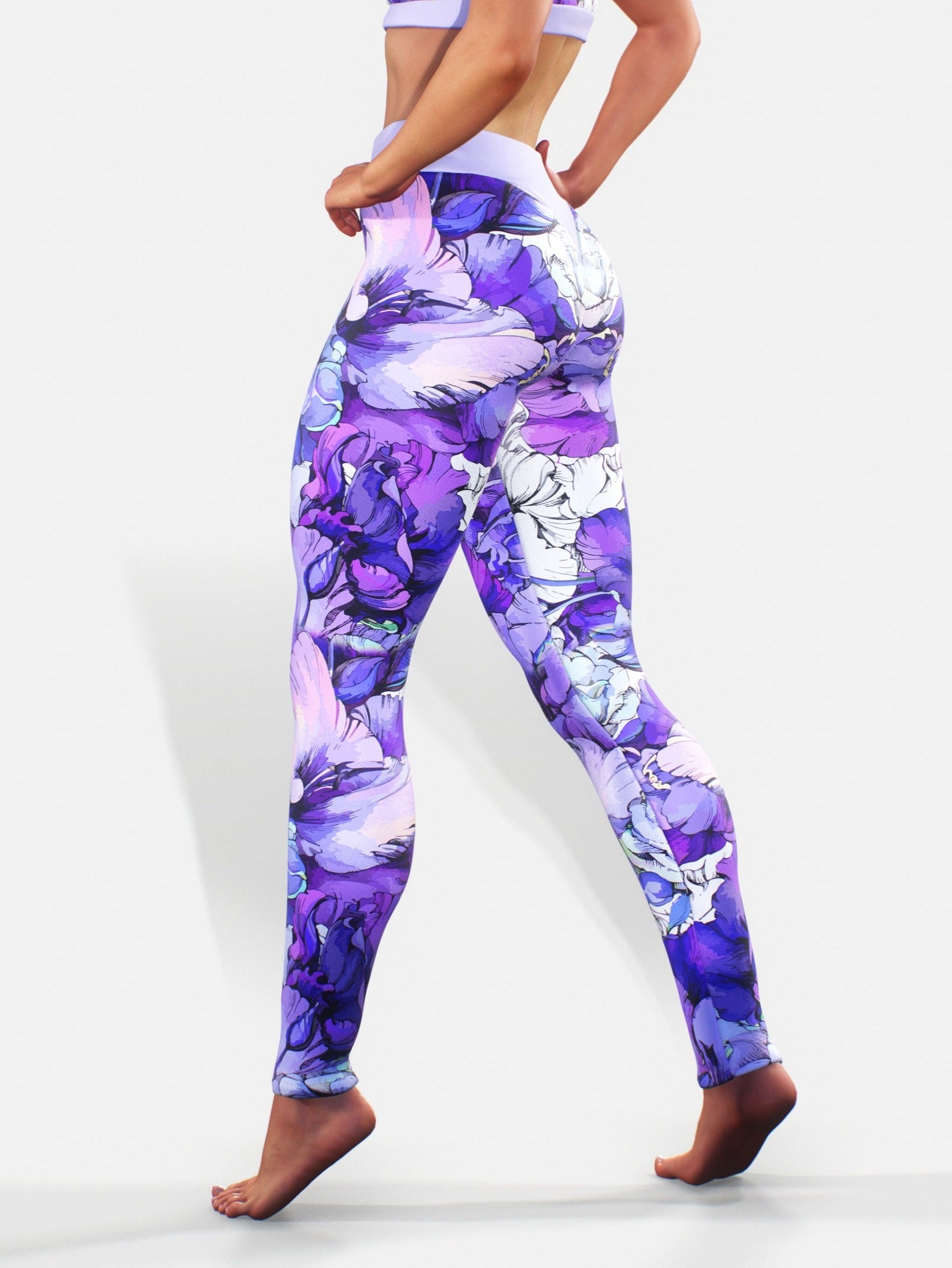 Purple Peony Sketch Tights