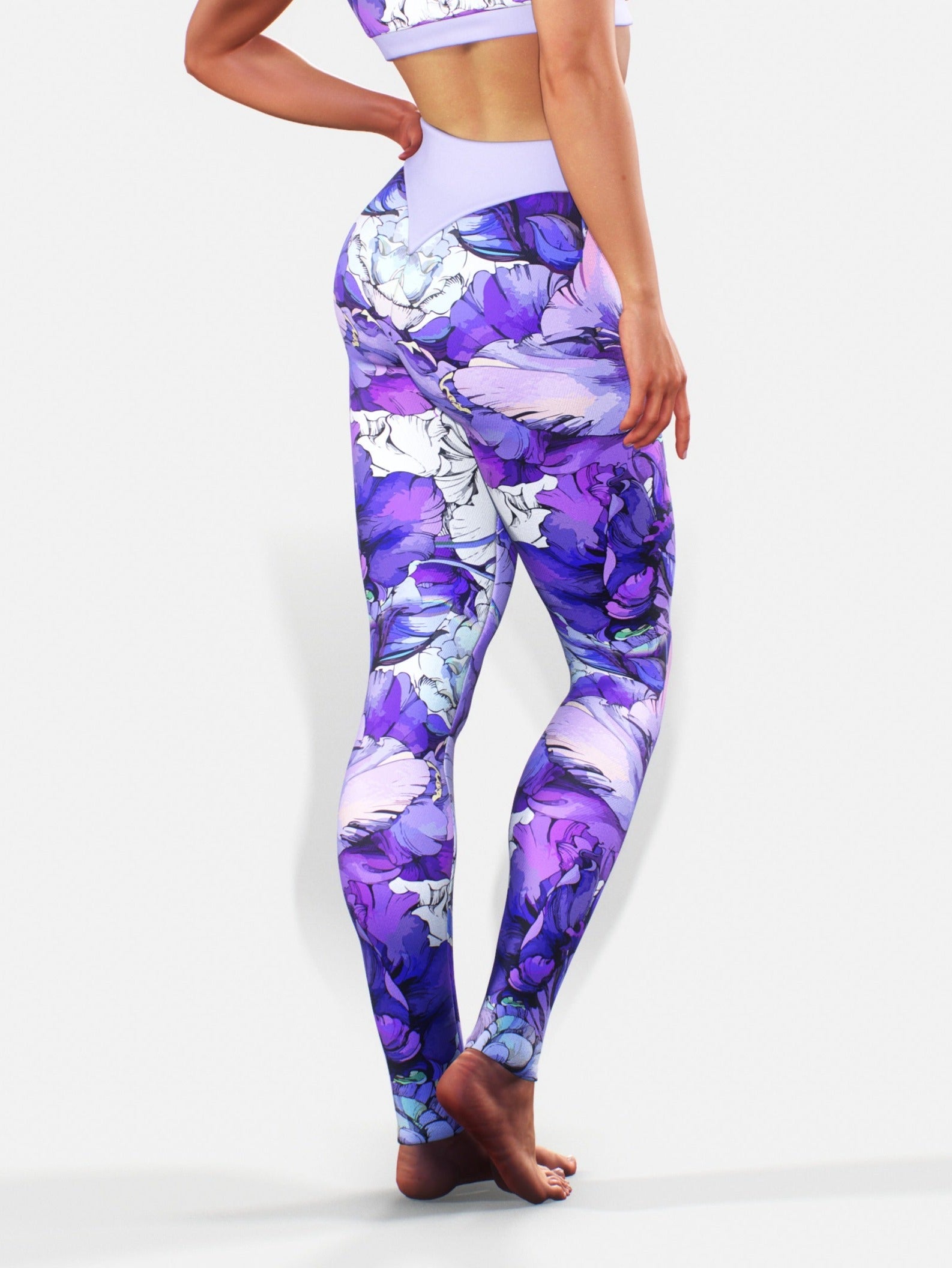 Purple Peony Sketch Tights