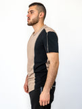 Crooked Asymmetrical Beige + Black T-Shirt