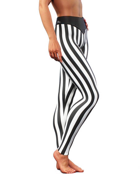 Black White Stripes Leggings | High Waisted Yoga Pants | Patterned ...