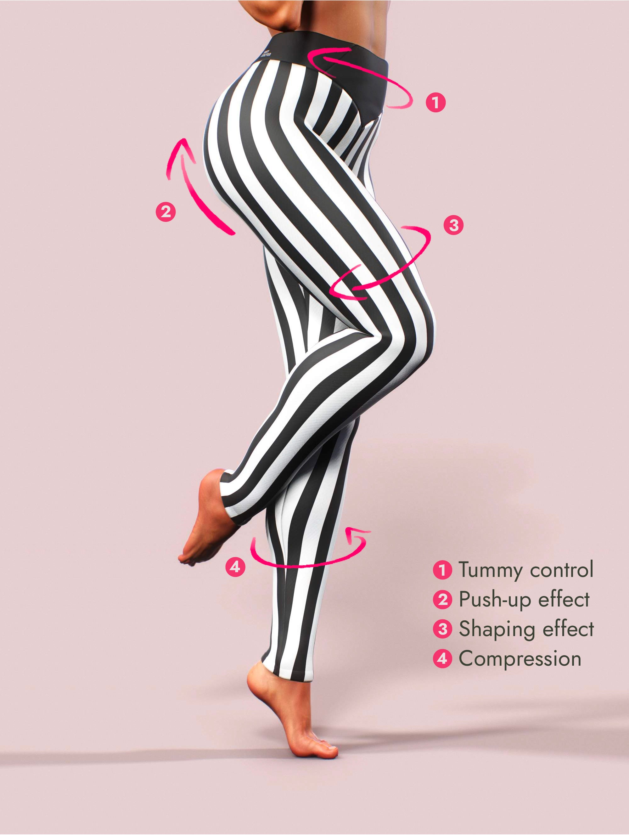 Energy Zone NEW - Women's XL - Leggings - Black Striped Wicking