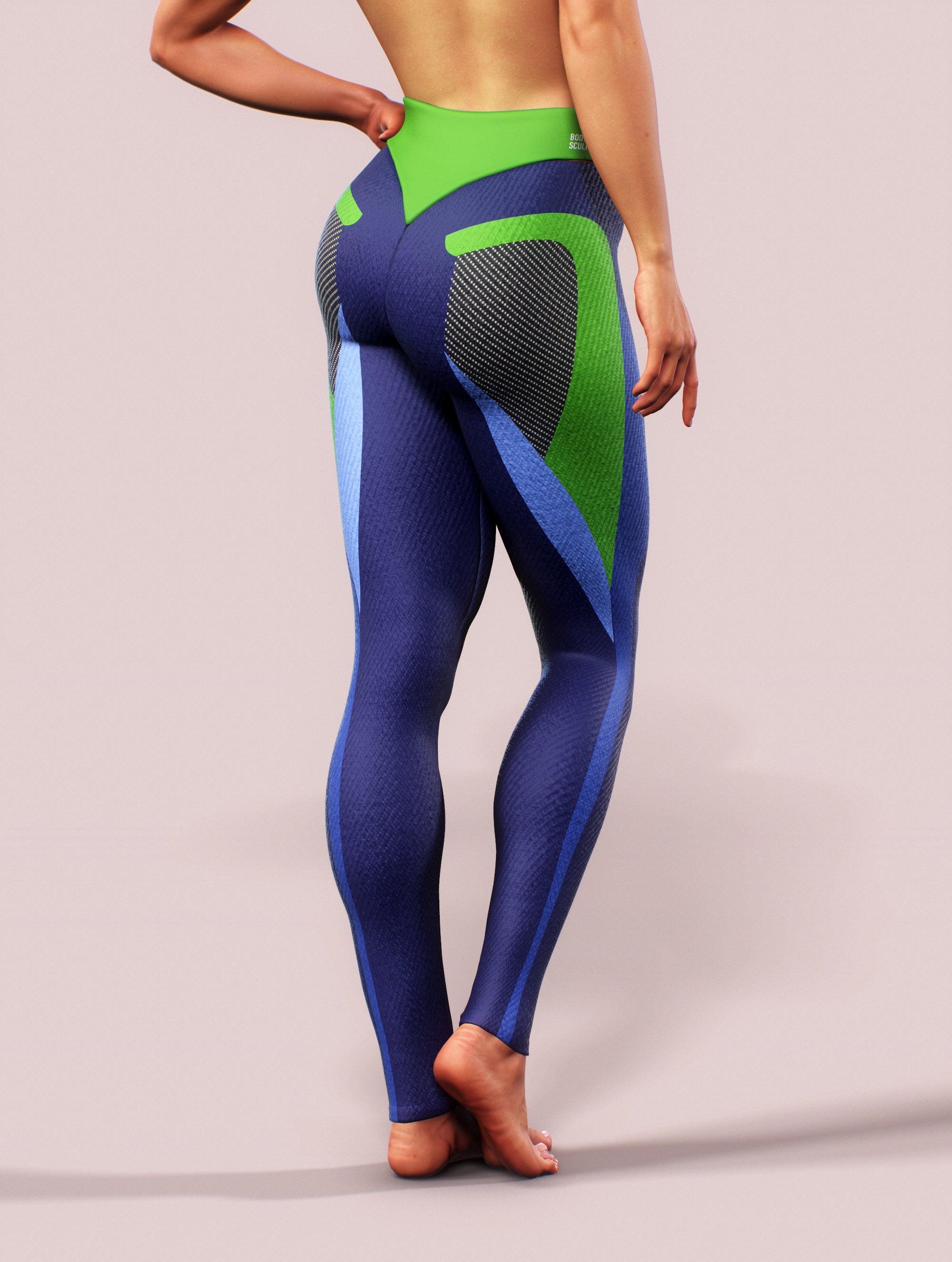 Blue Carbon Tights, High Waisted Yoga Pants