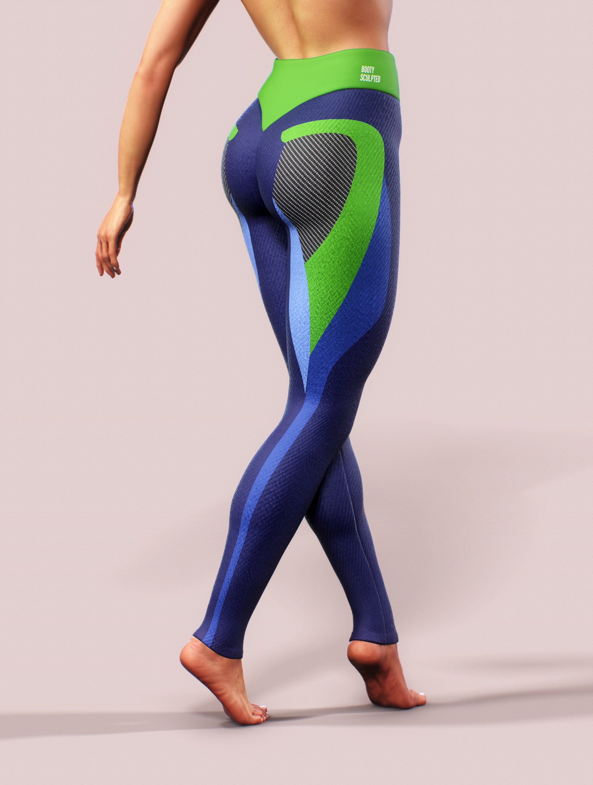 Blue Carbon Tights, High Waisted Yoga Pants