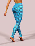 Blue Mermaid Yoga Pants-High waisted leggings-bootysculpted