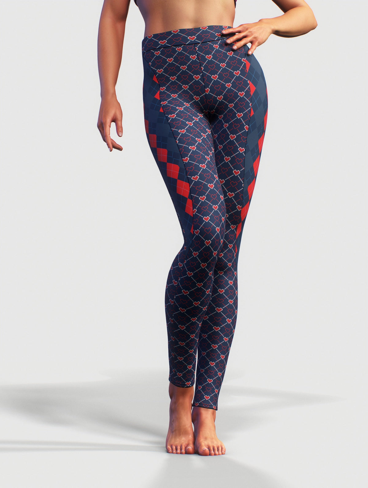 Blue Red Argyle Leggings-High waisted leggings-bootysculpted