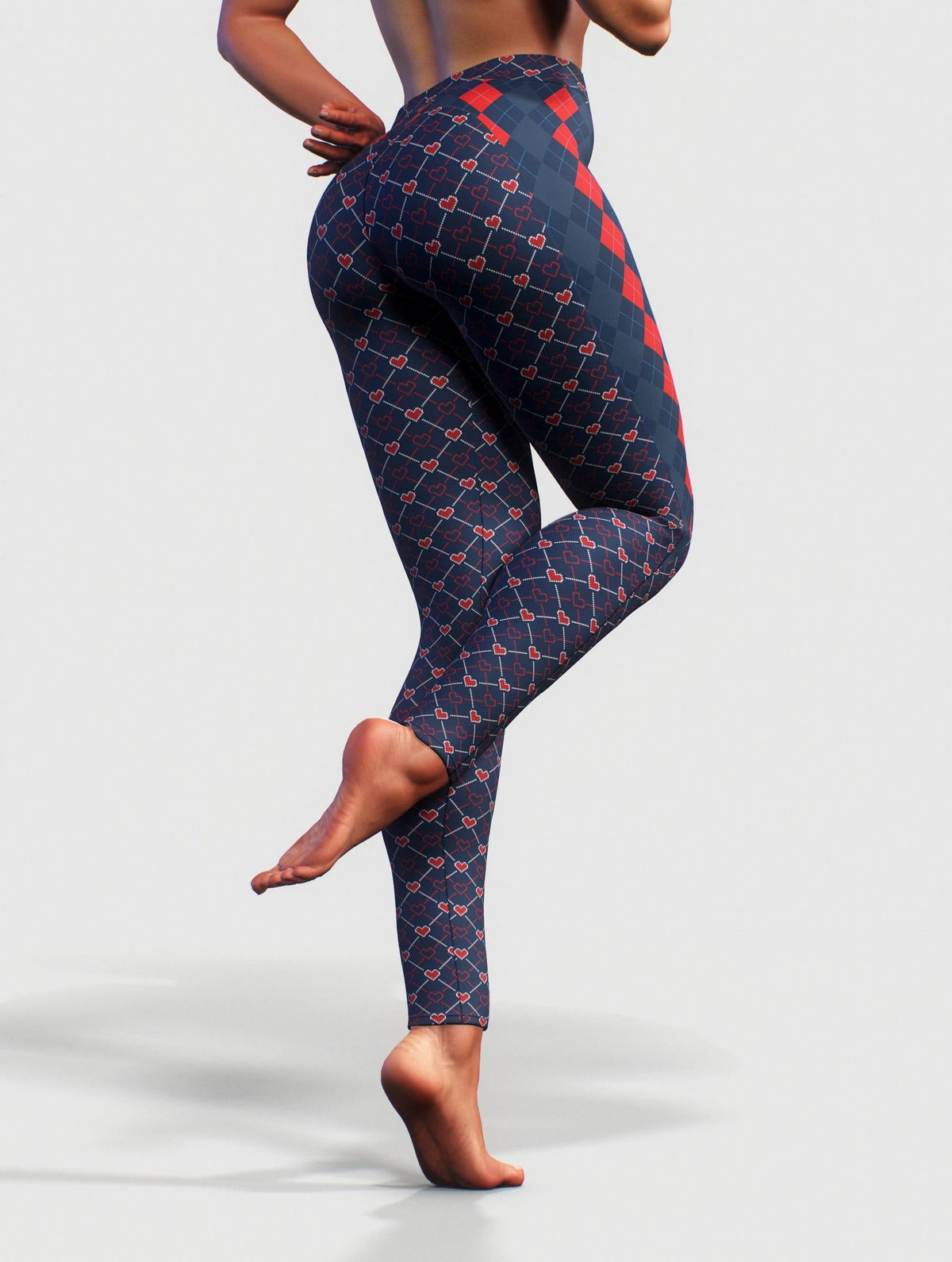 Blue Red Argyle Leggings-High waisted leggings-bootysculpted