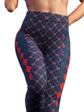 Blue Red Argyle Leggings-High waisted leggings-bootysculpted