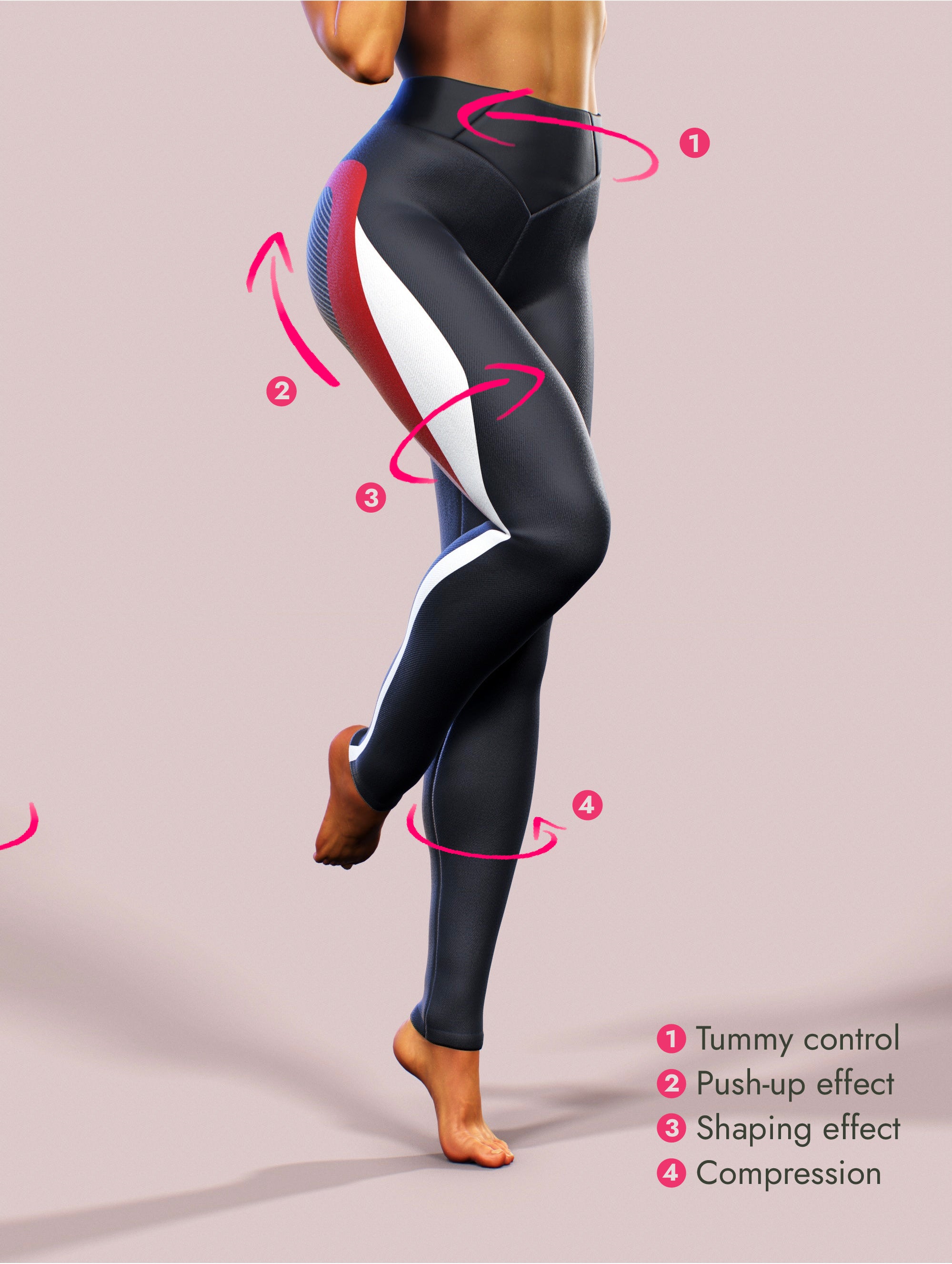 Active Queens Women's Tummy-Control Slimming Leggings - Black - Size: M