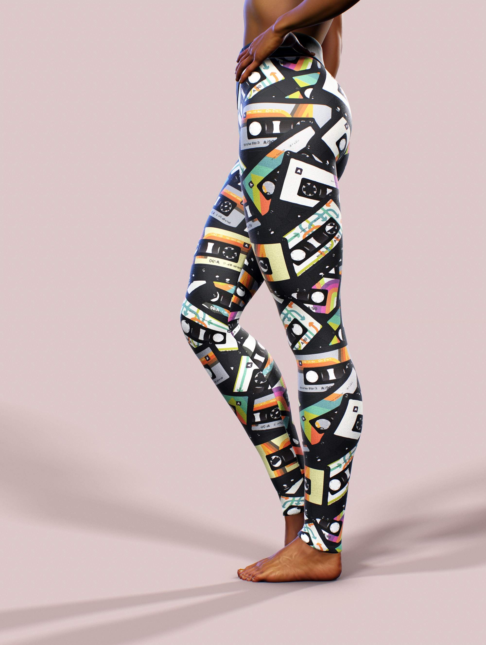 Cassette Tape Yoga Pants-High waisted leggings-bootysculpted