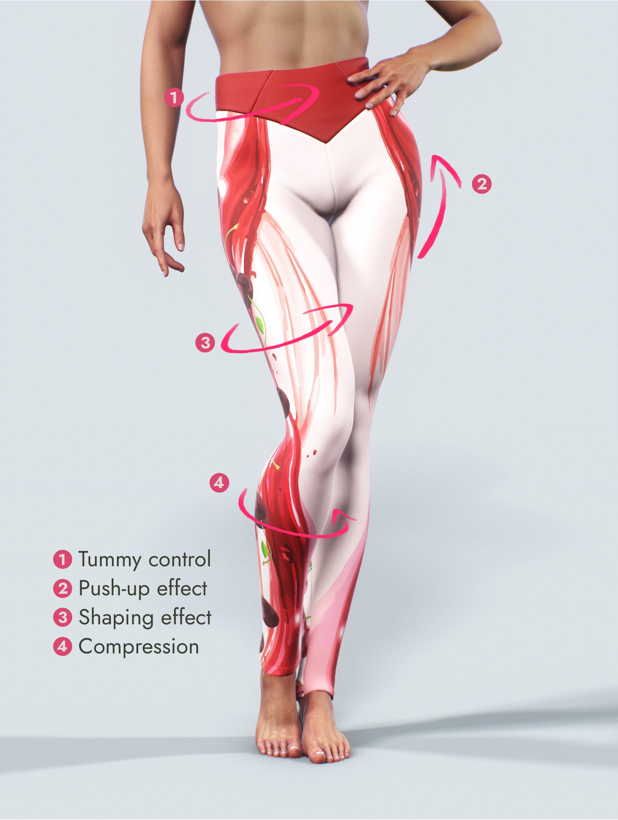 Cherry Cream Leggingstummy contral push up effect shaping compression 100