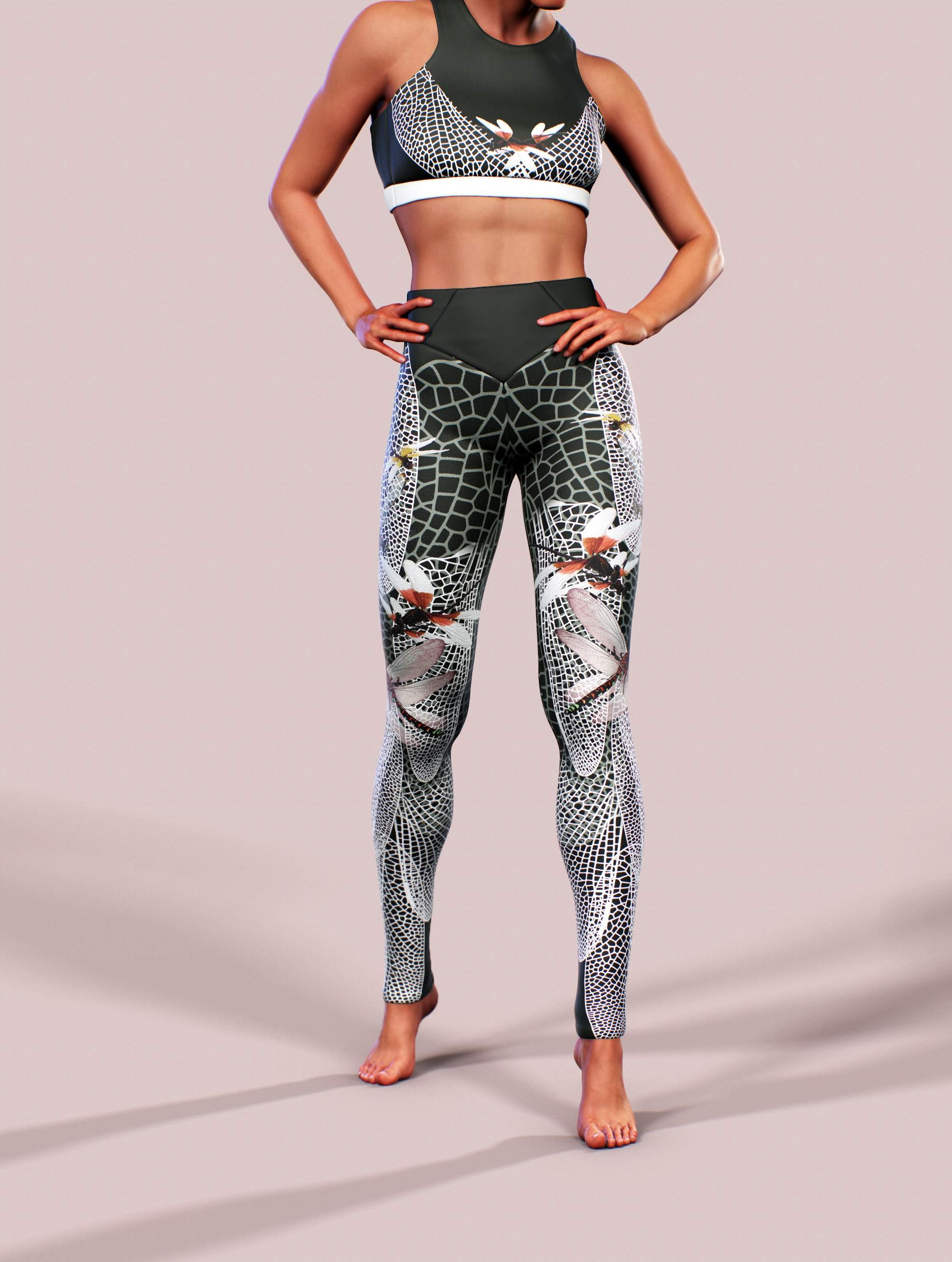 Dragonfly Forest Leggings-High waisted leggings-bootysculpted