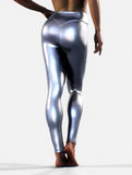Glossy Silver Leggings-High waisted leggings-bootysculpted