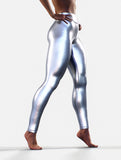 Glossy Silver Leggings-High waisted leggings-bootysculpted