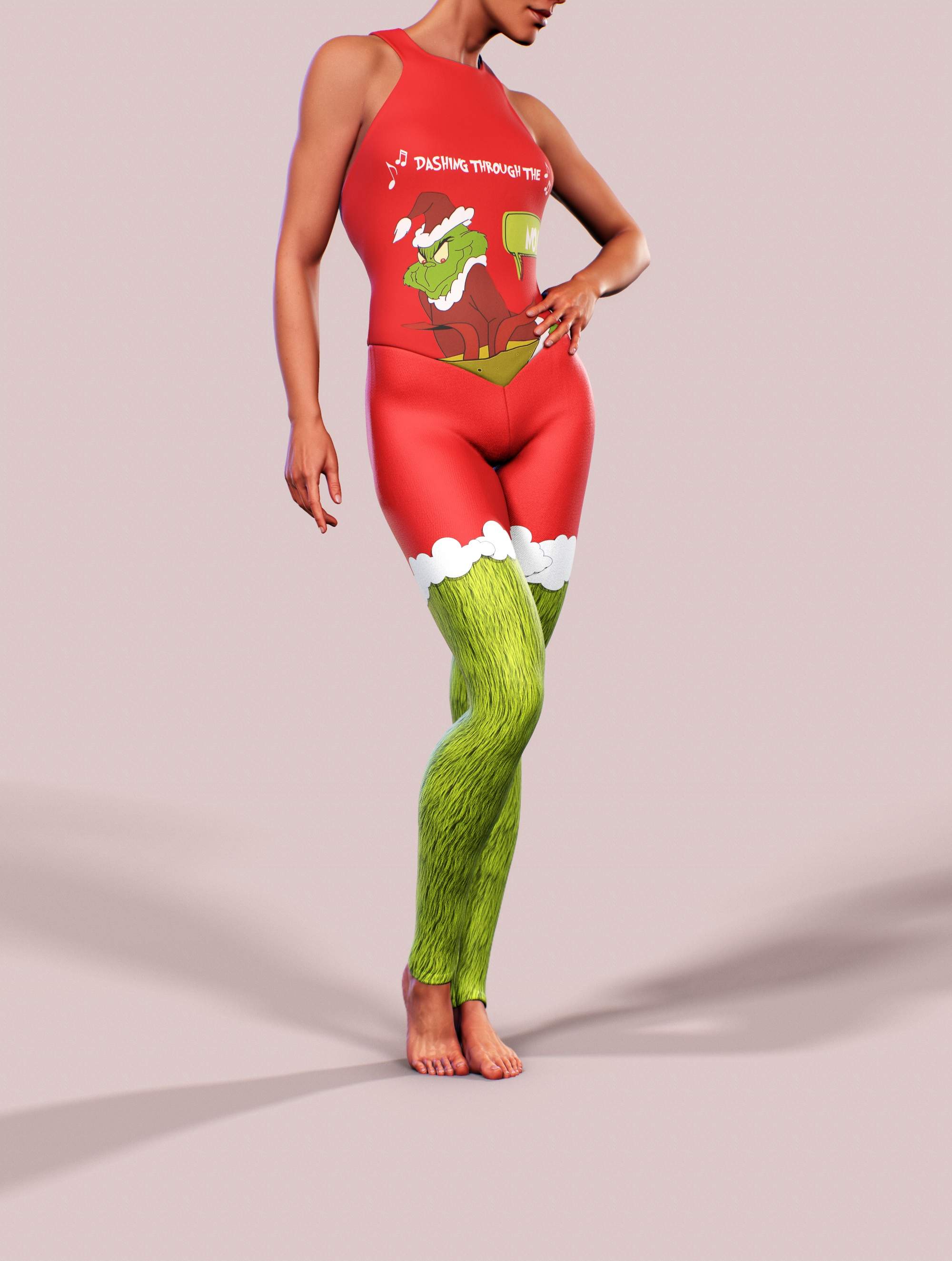Grumpy Christmas Grinch Costume, Bodysuit, Full Jumpsuit