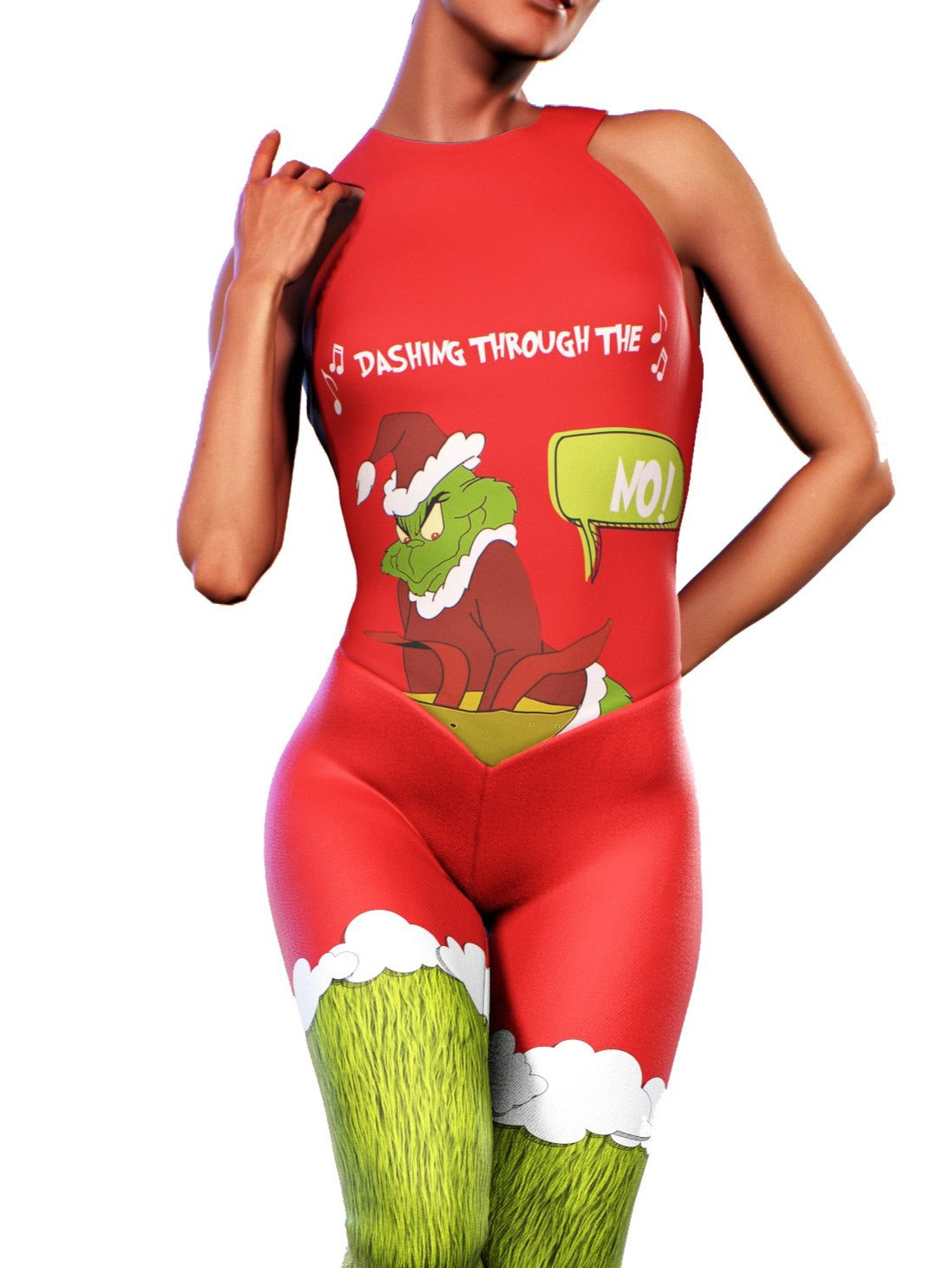 Grumpy Christmas Grinch Costume, Bodysuit, Full Jumpsuit