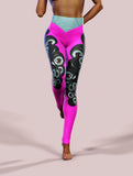Magenta Monster Eyes Tights-High waisted leggings-bootysculpted