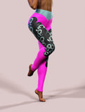 Magenta Monster Eyes Tights-High waisted leggings-bootysculpted
