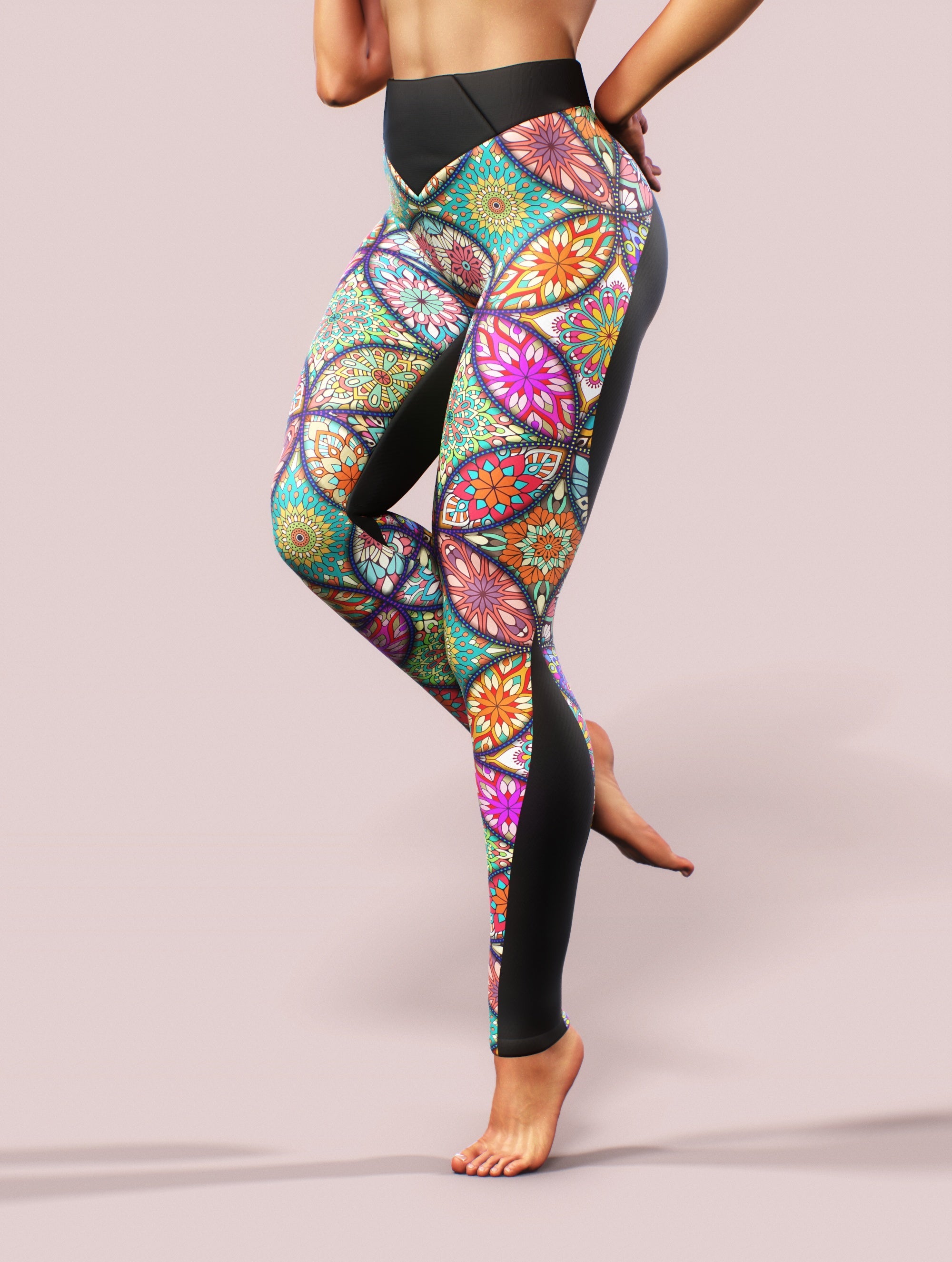 Mandala Yoga Pants-High waisted leggings-bootysculpted