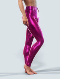 Metallic Look Raspberry Leggings-High waisted leggings-bootysculpted