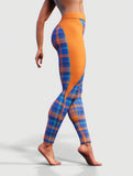 Orange-Blue Plaid Leggings-High waisted leggings-bootysculpted
