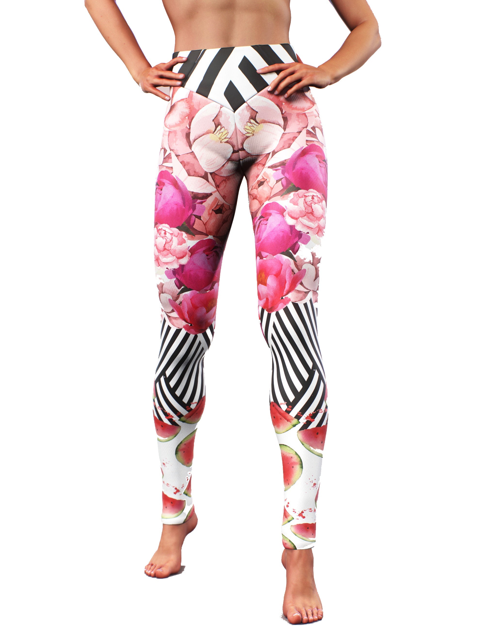 Peony Garden Leggings-High waisted leggings-bootysculpted