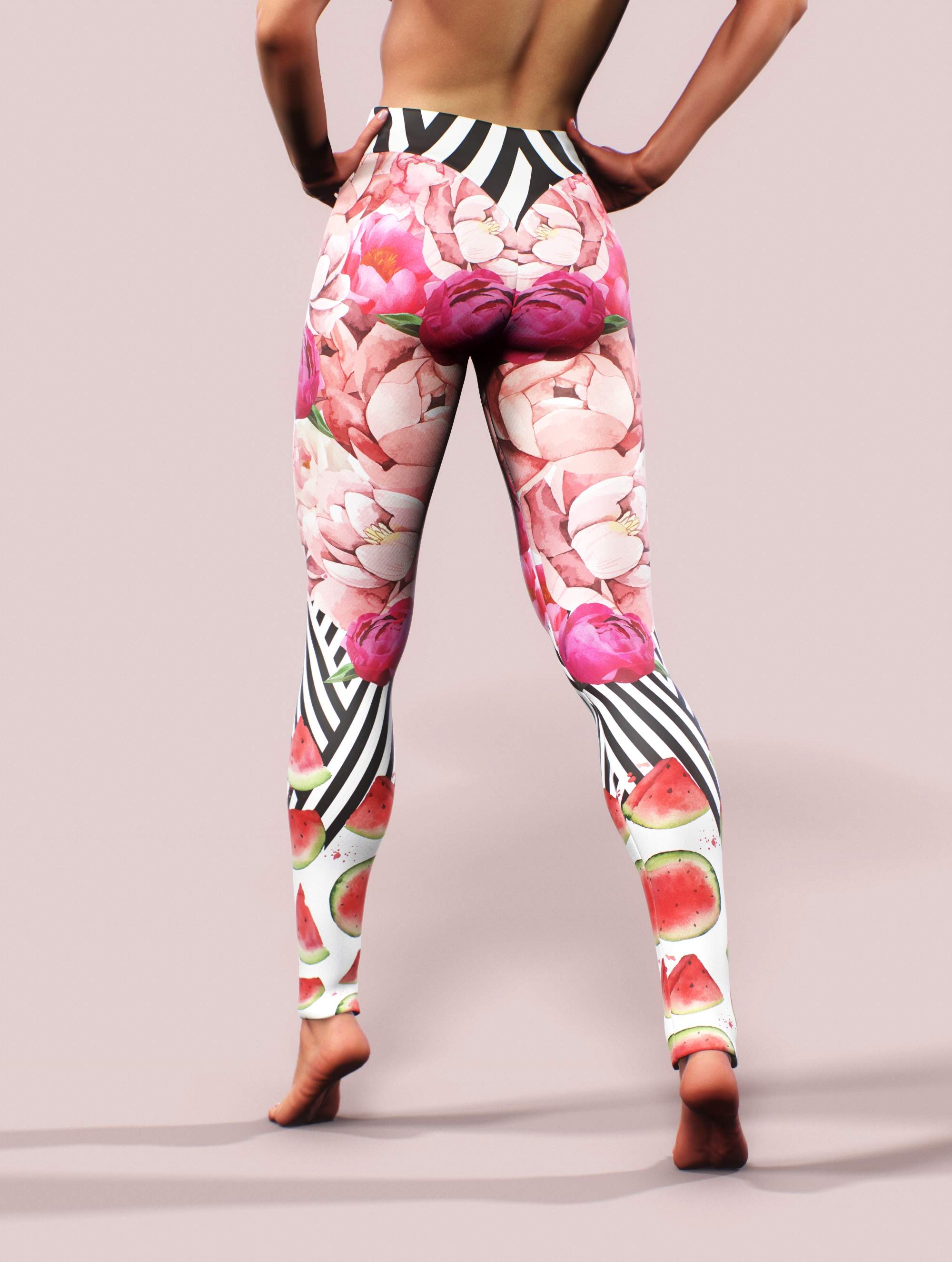 Peony Garden Leggings-High waisted leggings-bootysculpted