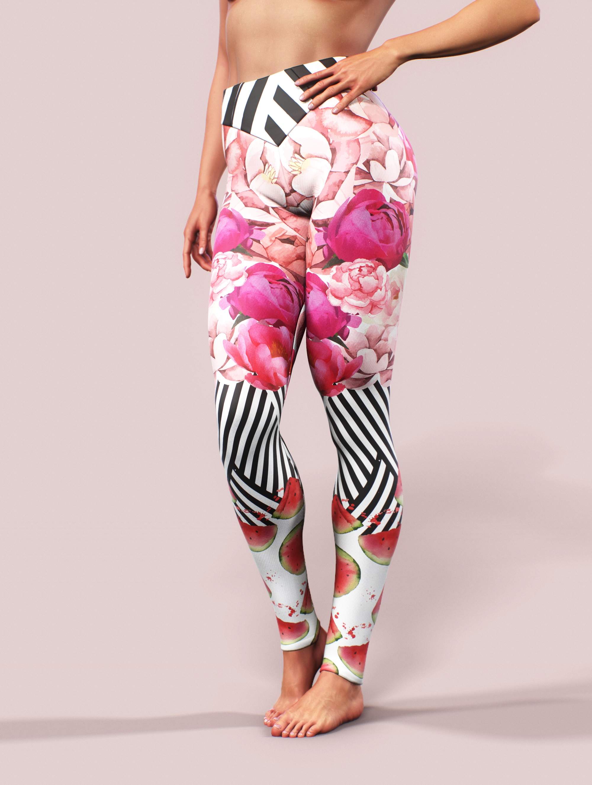 Peony Garden Leggings-High waisted leggings-bootysculpted