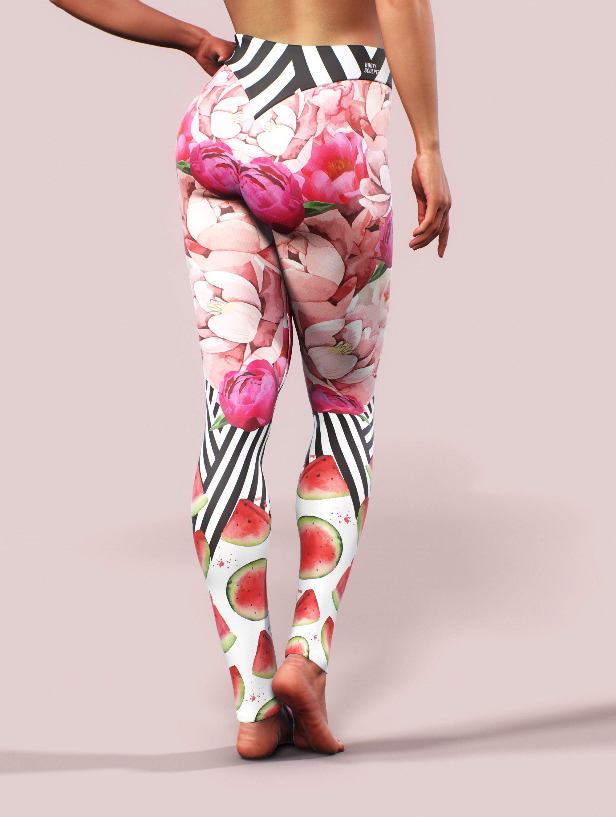 Peony Garden Leggings-High waisted leggings-bootysculpted
