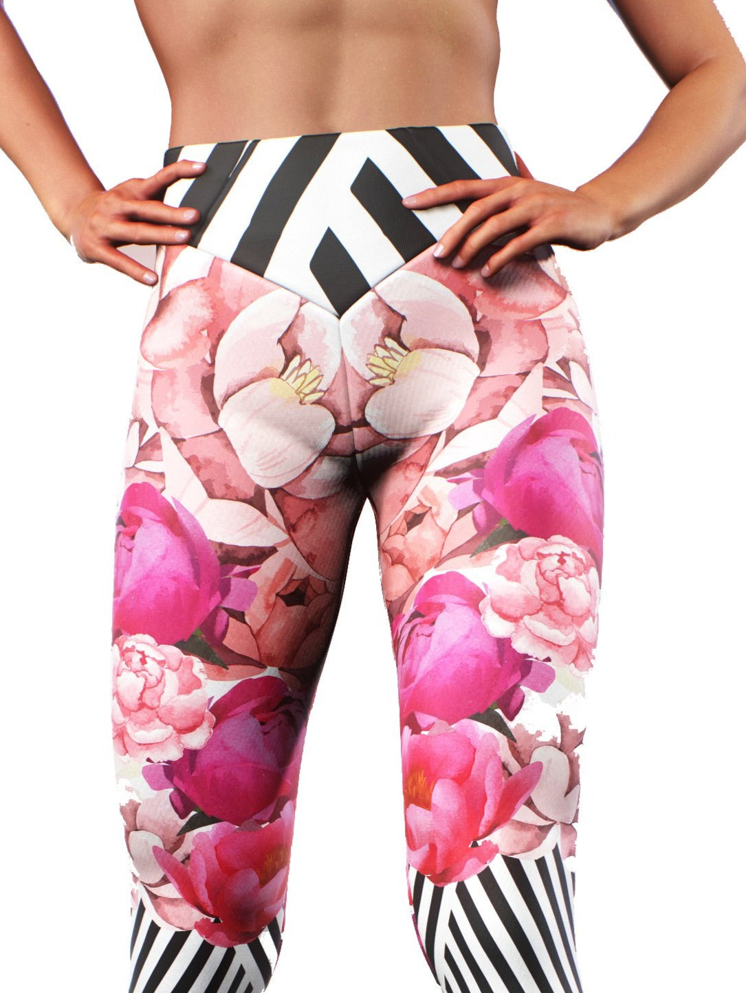 Peony Garden Leggings-High waisted leggings-bootysculpted