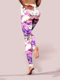 Peony Sketch Yoga Pants-High waisted leggings-bootysculpted