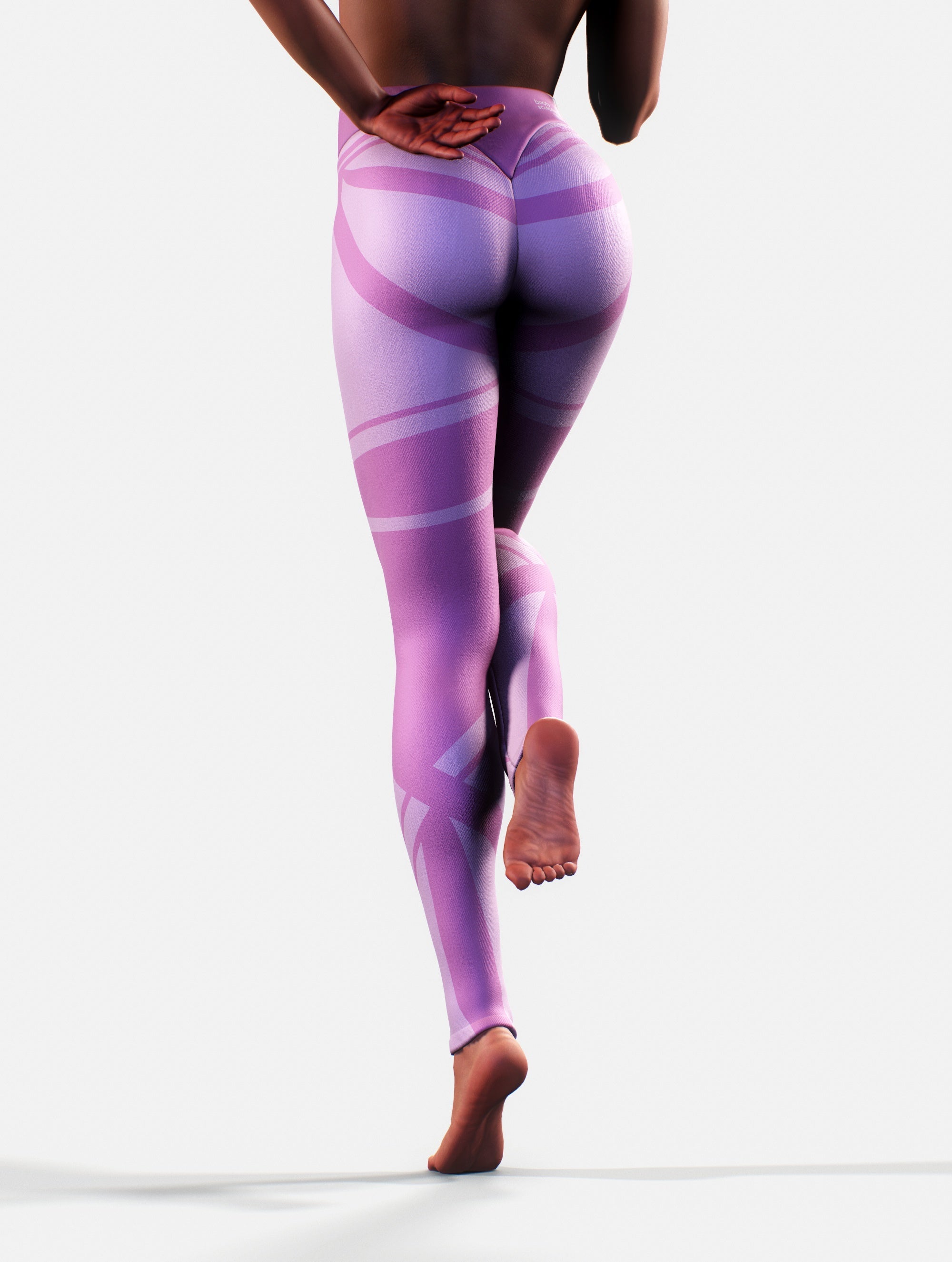 Pink Line Art Leggings For Curves-High waisted leggings-bootysculpted