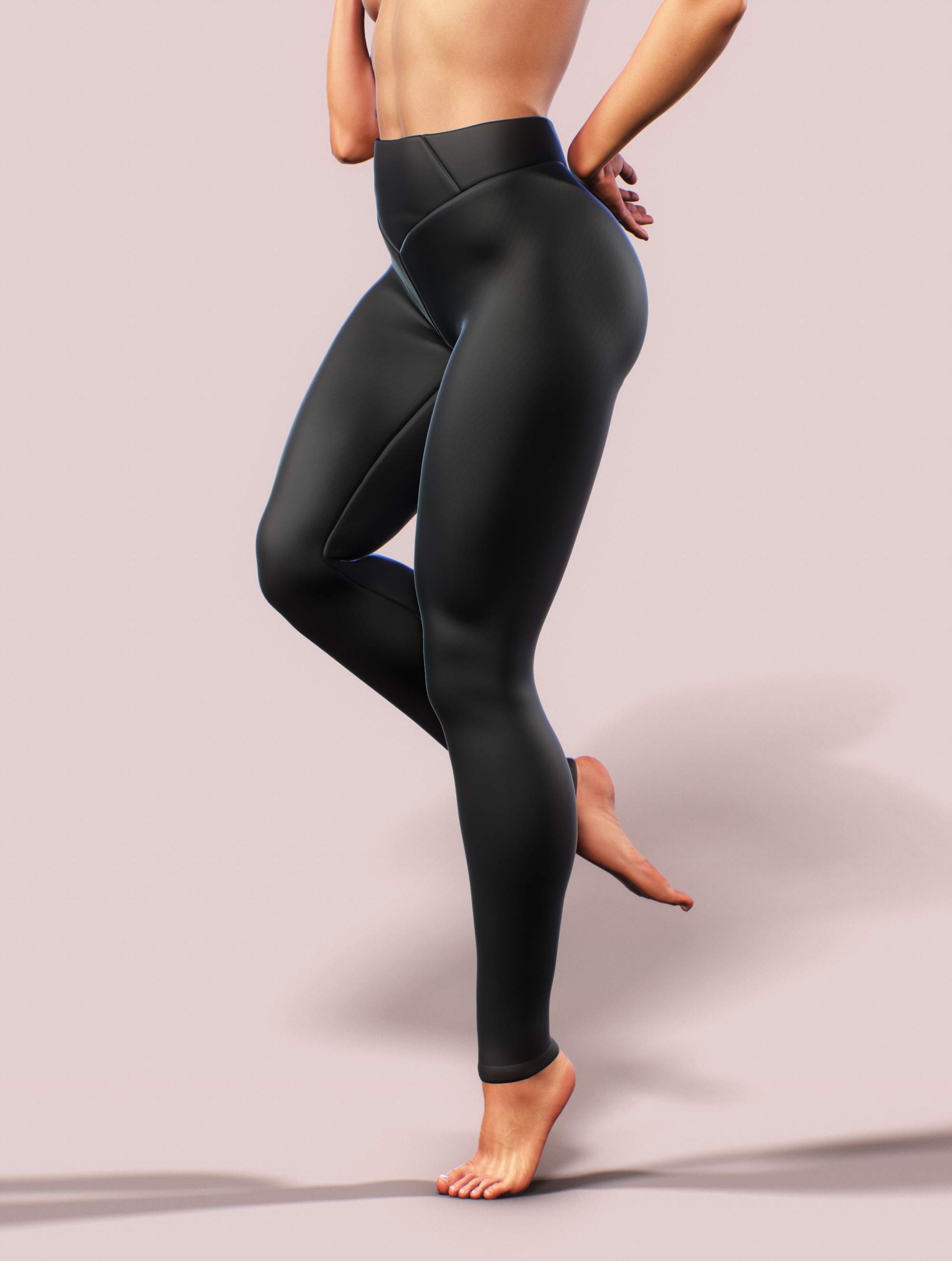 Plain Black Push-Up Leggings-High waisted leggings-bootysculpted