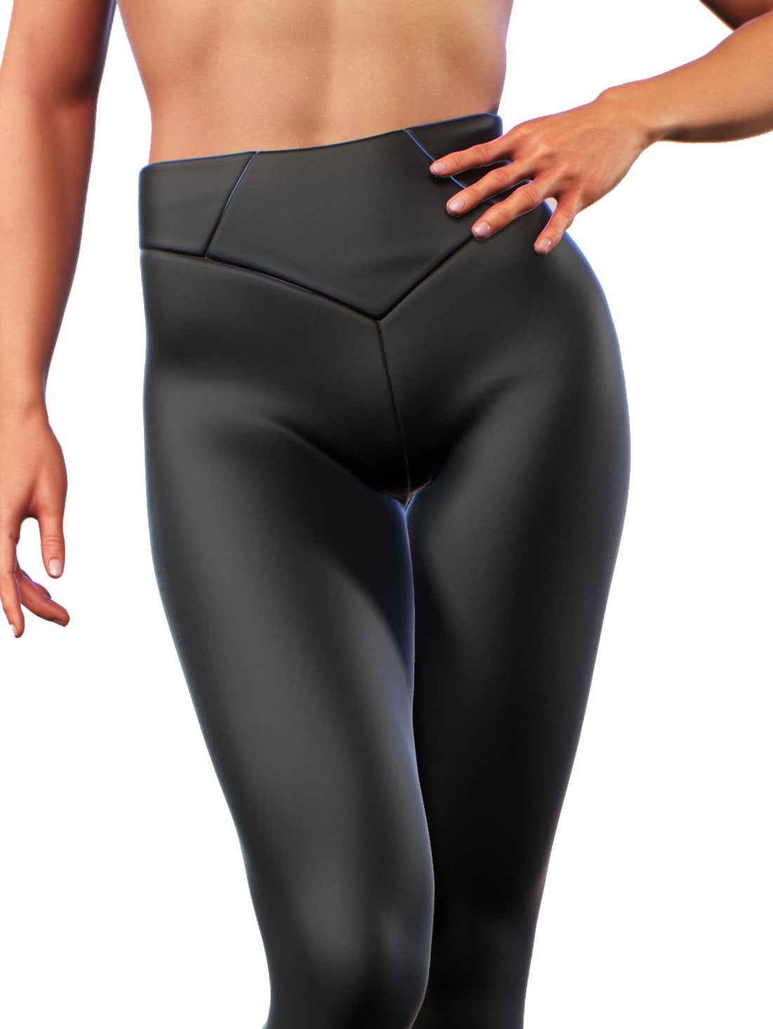 Push Up Faux Leather Leggings in Black