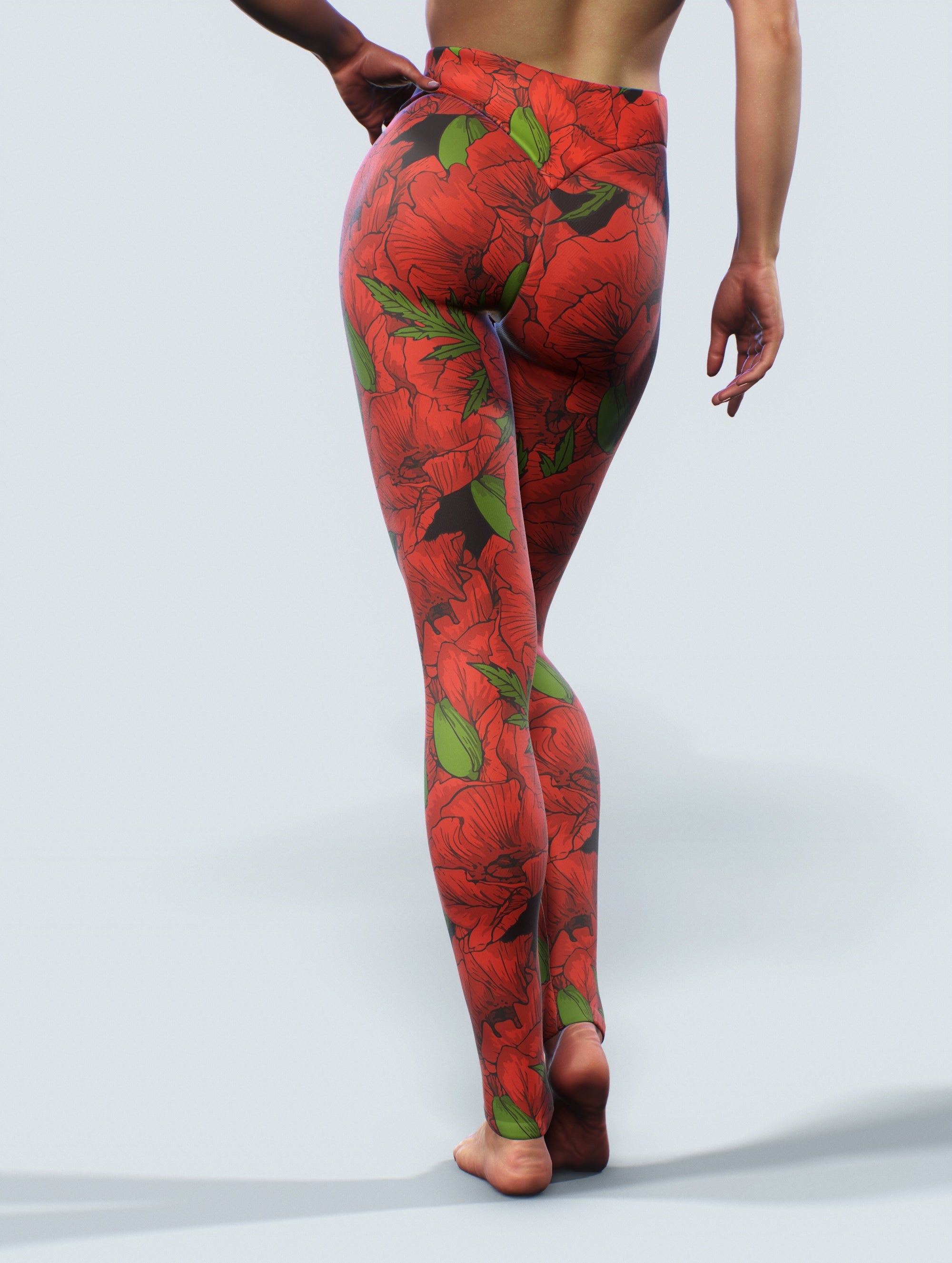 Poppy Red Yoga Pants-High waisted leggings-bootysculpted
