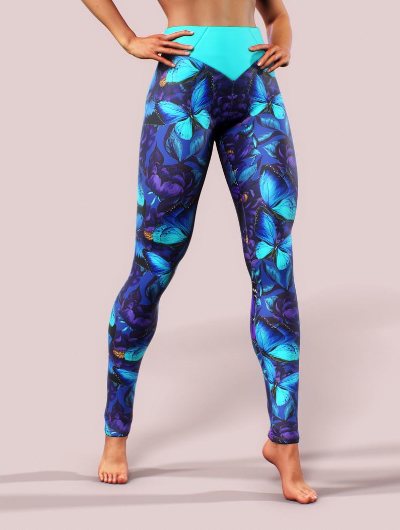 Purple Butterfly Leggings-High waisted leggings-bootysculpted