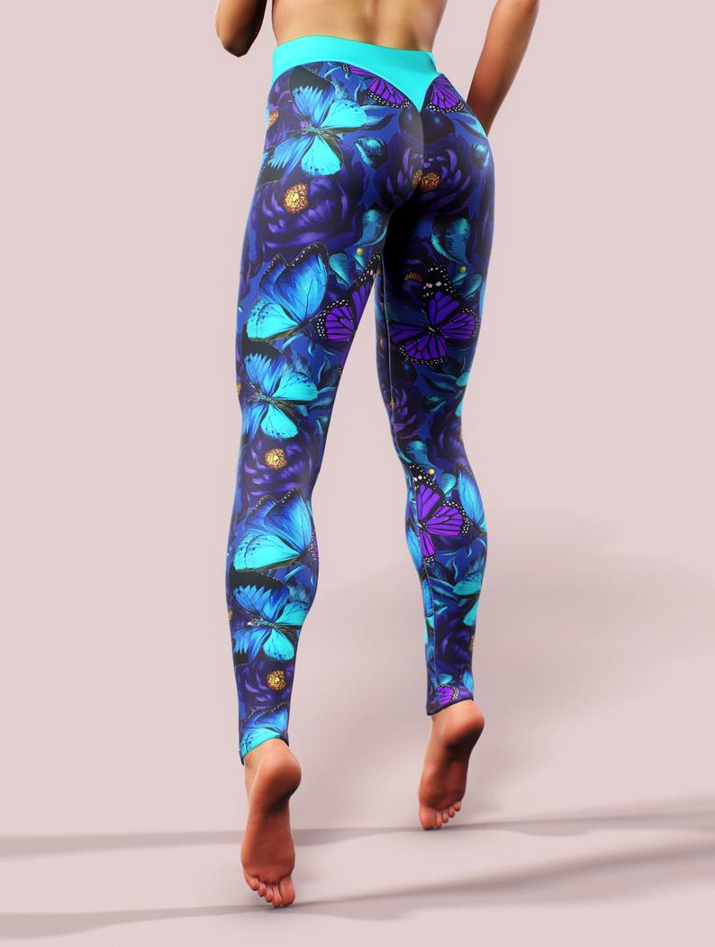 Purple Butterfly Leggings-High waisted leggings-bootysculpted