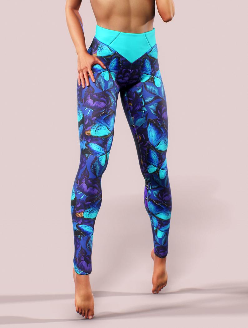 Purple Butterfly Leggings-High waisted leggings-bootysculpted
