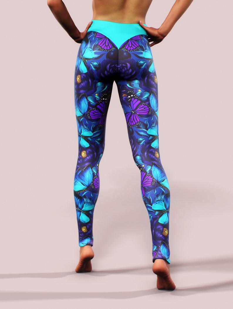 Purple Butterfly Leggings-High waisted leggings-bootysculpted