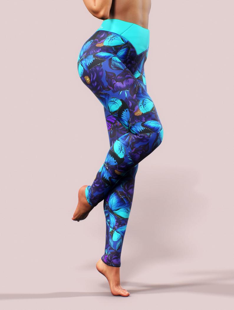 Purple Butterfly Leggings-High waisted leggings-bootysculpted
