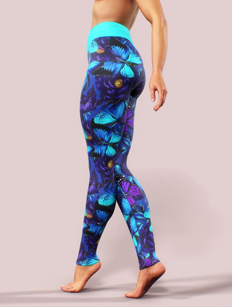 Purple Butterfly Leggings-High waisted leggings-bootysculpted