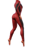 Red Lines LS Unitard-unitard-bootysculpted