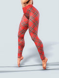 Tartan Red Leggings-High waisted leggings-bootysculpted