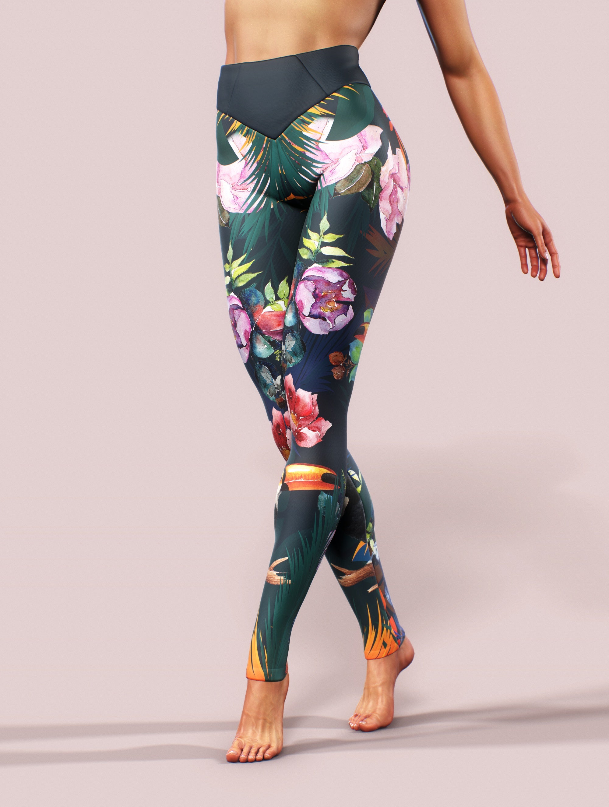 Tropical Parrots Leggings-High waisted leggings-bootysculpted