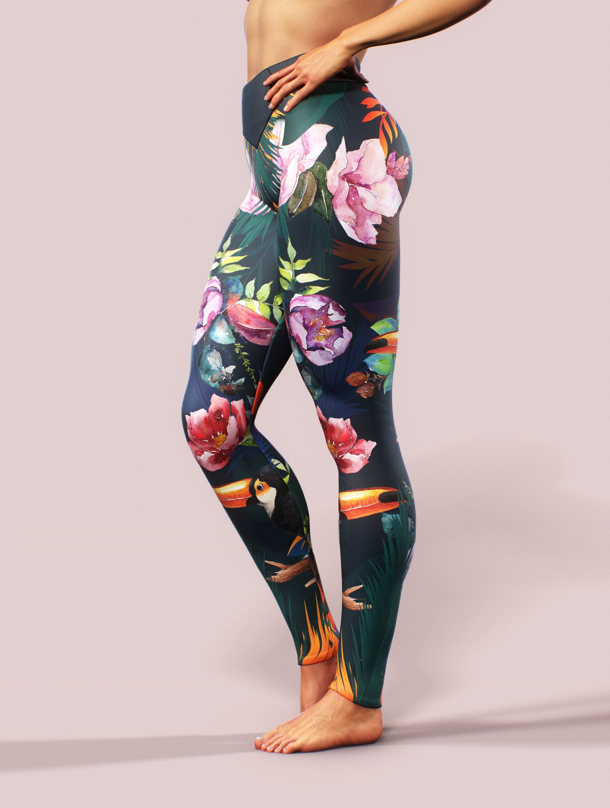 Tropical Parrots Leggings-High waisted leggings-bootysculpted