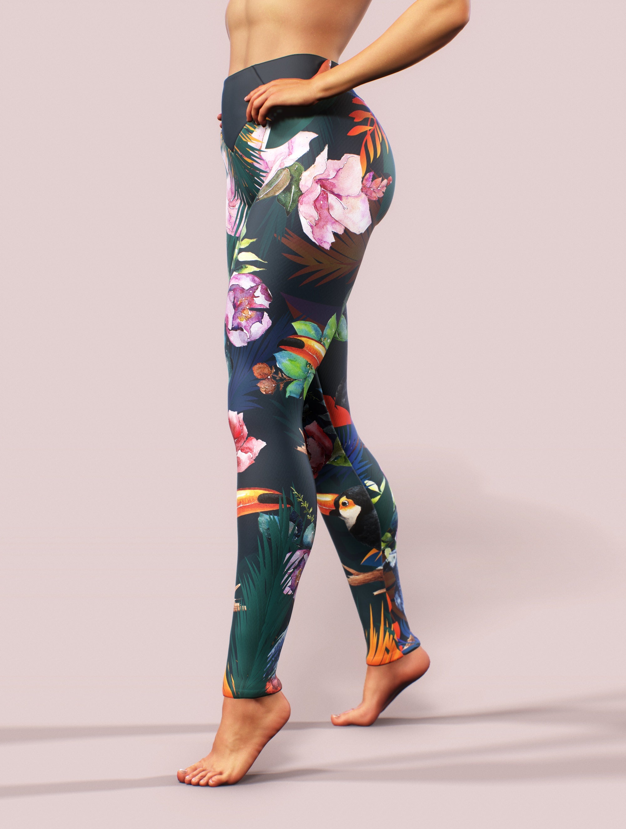 Tropical Parrots Leggings-High waisted leggings-bootysculpted
